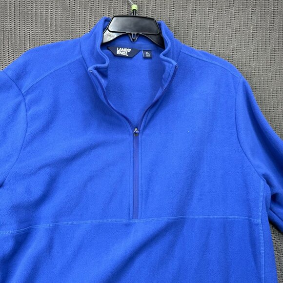 Lands End Mens XL Blue Fleece Pullover Quarter-Zip Jacket - Picture 6 of 10